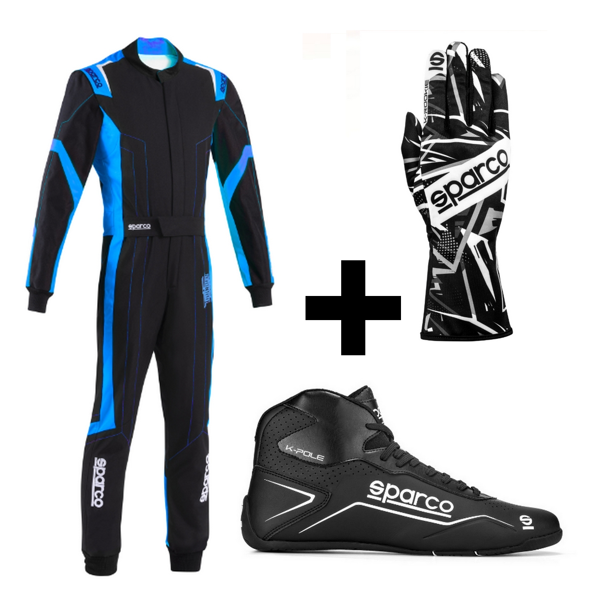Pack pilote SPARCO Noir/Bleu Ciel